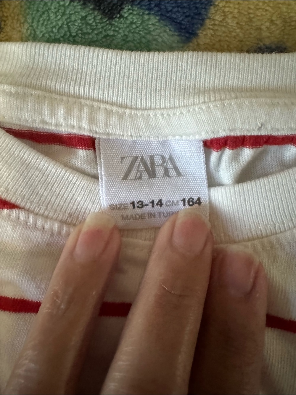 Zara White Tee with Red Stripes